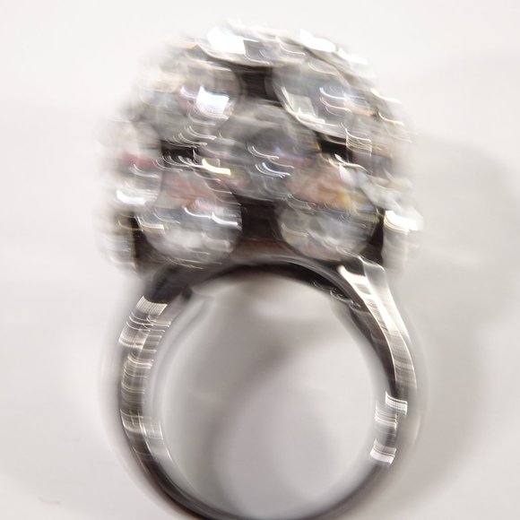Neiman Marcus Lee Angel  Disco Crystal Fireball Ring   NWT  dust pouch $165 - Picture 8 of 16